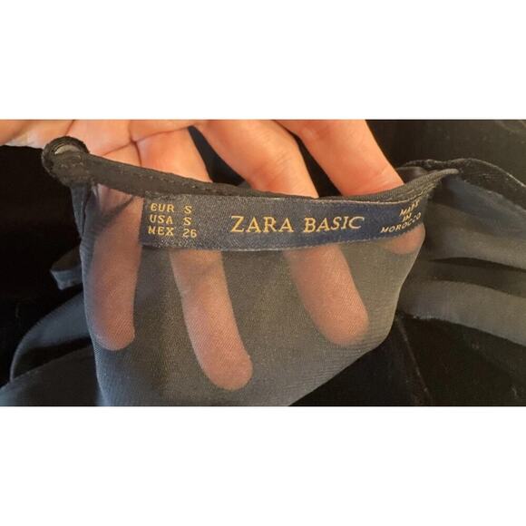 Zara Women’s Size Small Sheer Back Wide Leg Velvet Jumpsuit Glam Evening Party - Picture 7 of 7